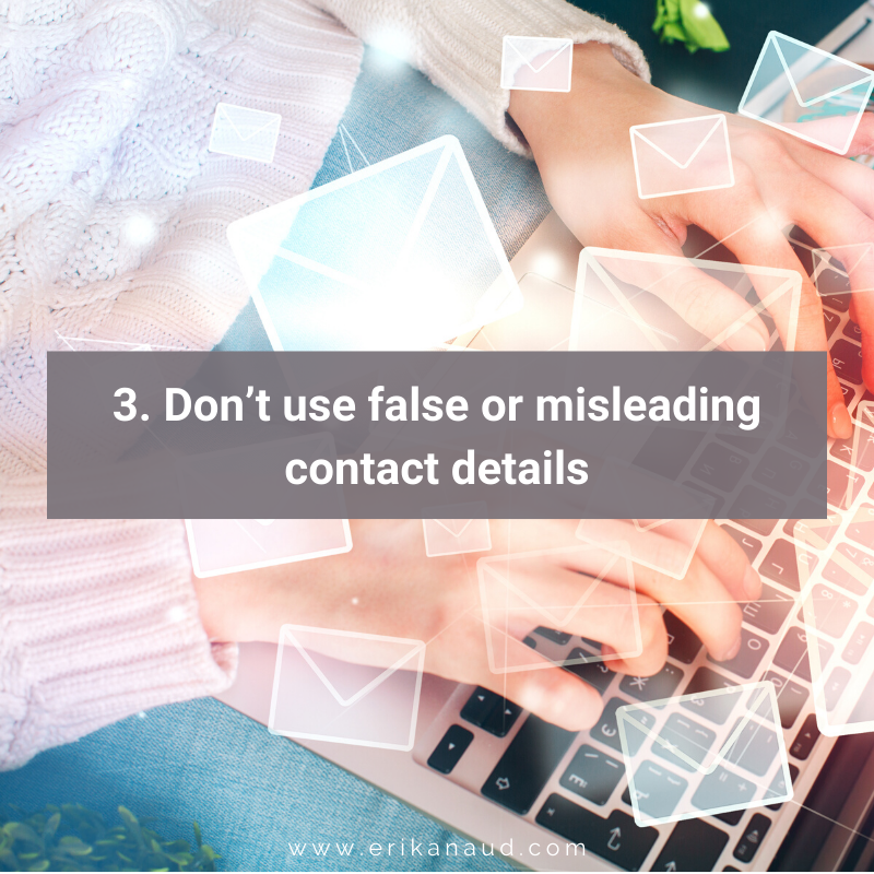 Email marketing regulations: Don't use false or misleading contact details