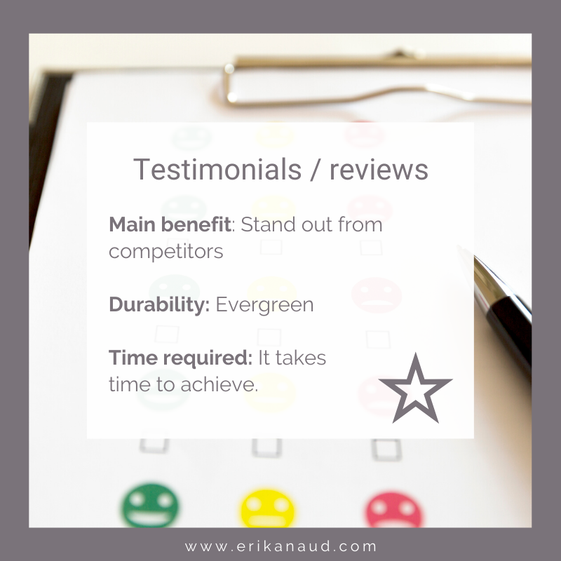Types of content marketing: testimonials / reviews